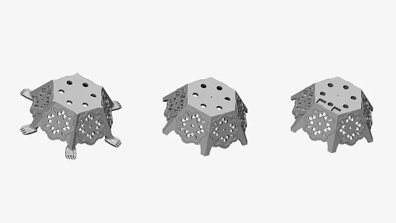 SLA 3D printed movie prop components used for practical effects in feature film production