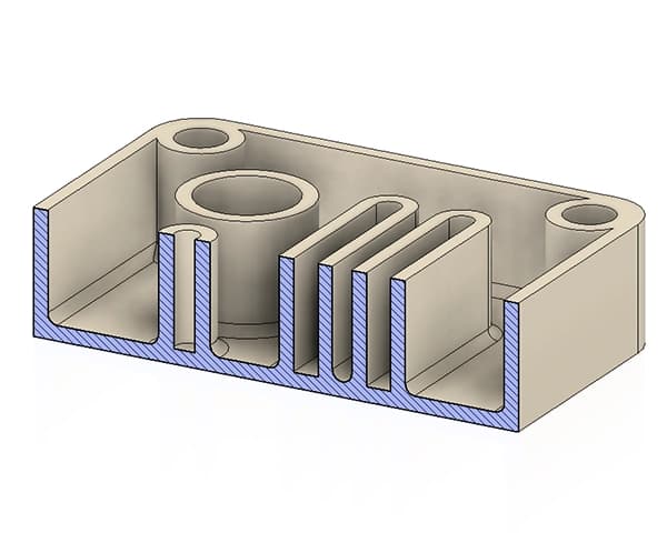 Section view showing internal corner fillets preventing stress concentration
