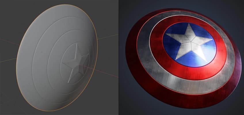 Captain America shield showing precise circular geometry and surface details