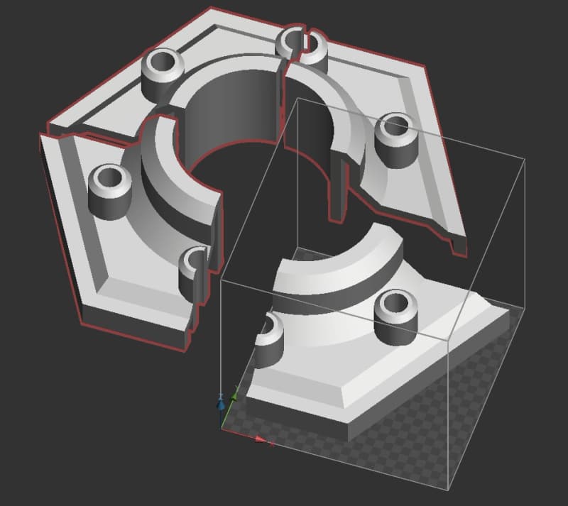 Complex assembly process for split 3D printed parts