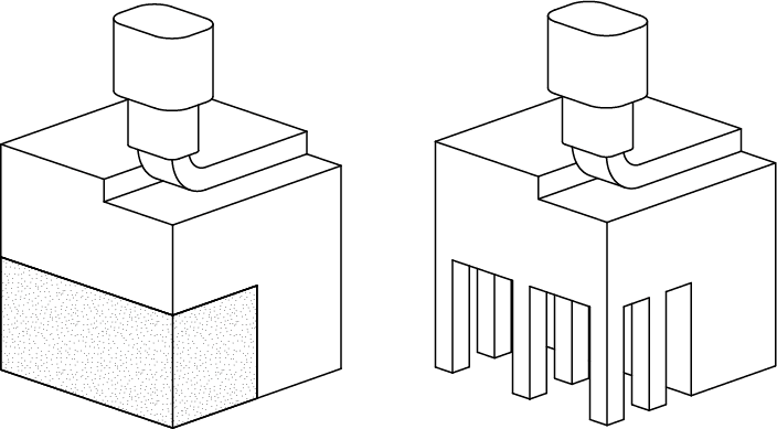 Comparison of self-supporting, undersupported, and properly supported overhangs in 3D printing