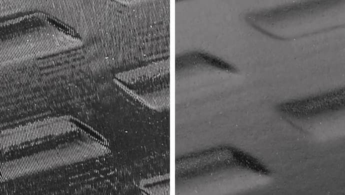 Before and after comparison of FDM parts showing vapor smoothing results