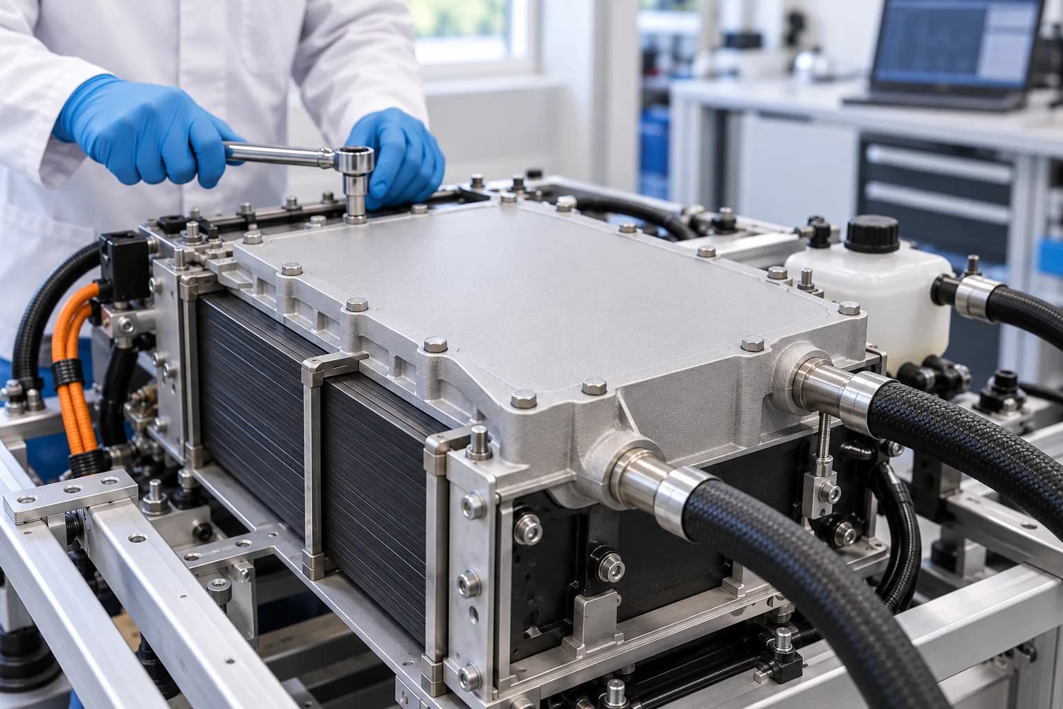 DMLS AlSi10Mg cold plate on a fuel cell stack
