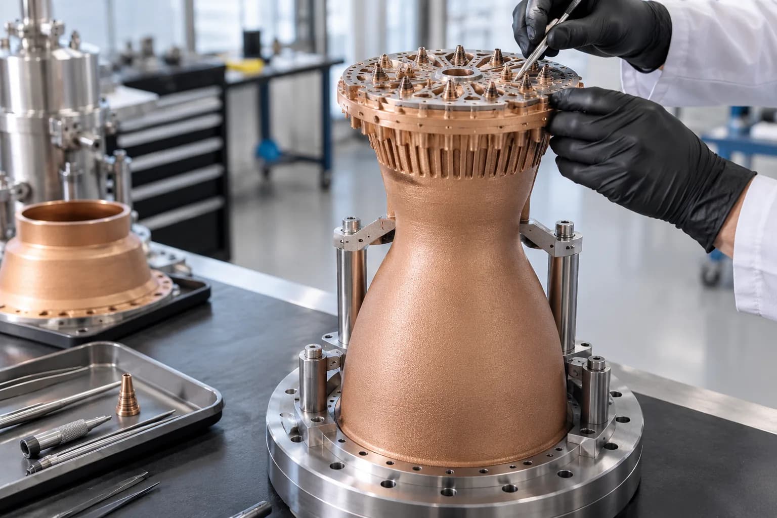 DMLS CuCrZr copper combustion chamber liner and injector