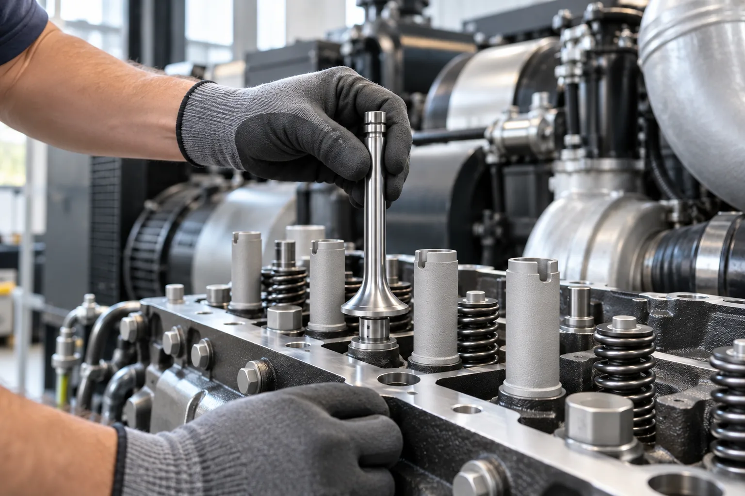 DMLS 17-4 PH valve hardware on a generator engine