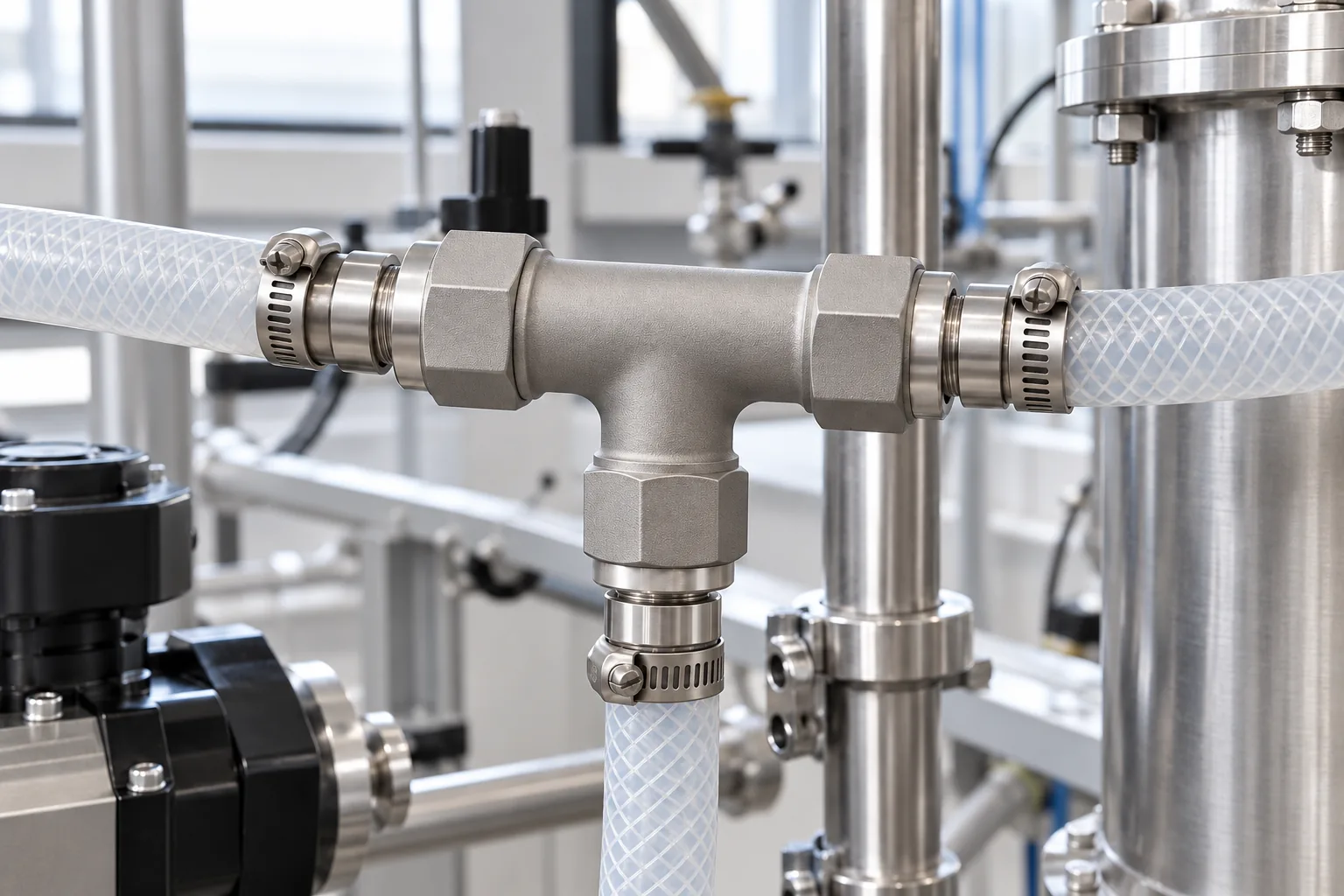 DMLS titanium tee fitting on a chemical process line