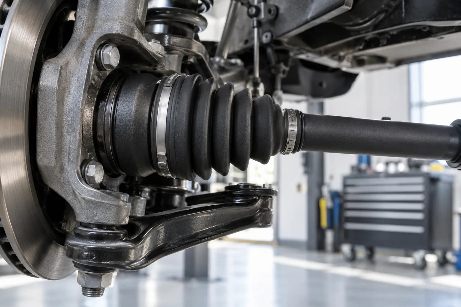 Black SLS TPU bellows boot fitted over a drive joint