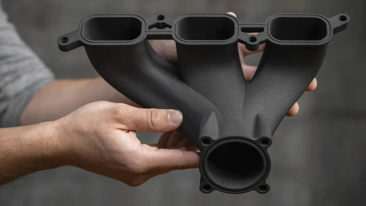 Aerospace duct component demonstrating dimensional stability