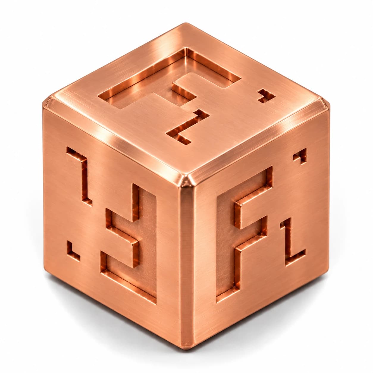 Sample cube in copper CuCrZr with a machined and polished copper finish