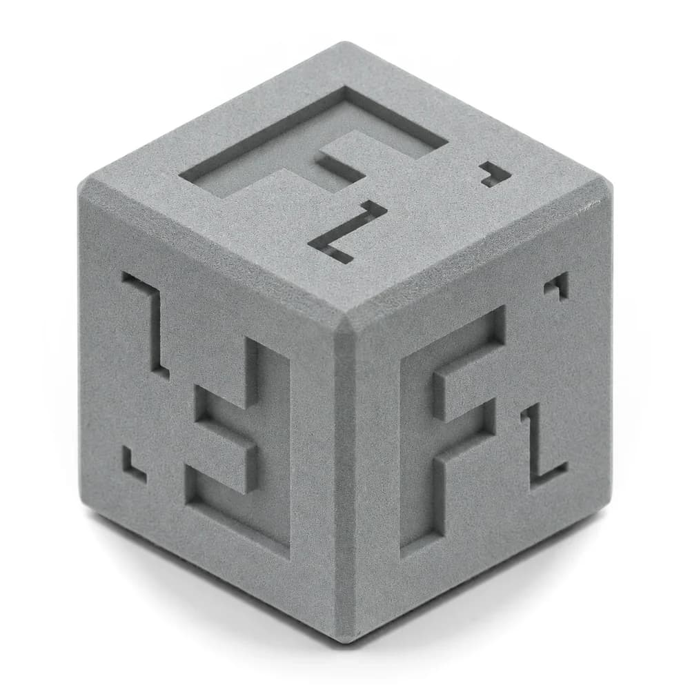 Forge Labs sample cube in grey MJF polypropylene