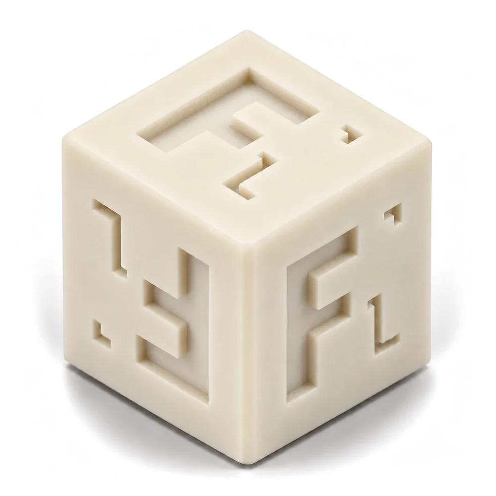 Forge Labs sample cube in natural SLA Accura 25
