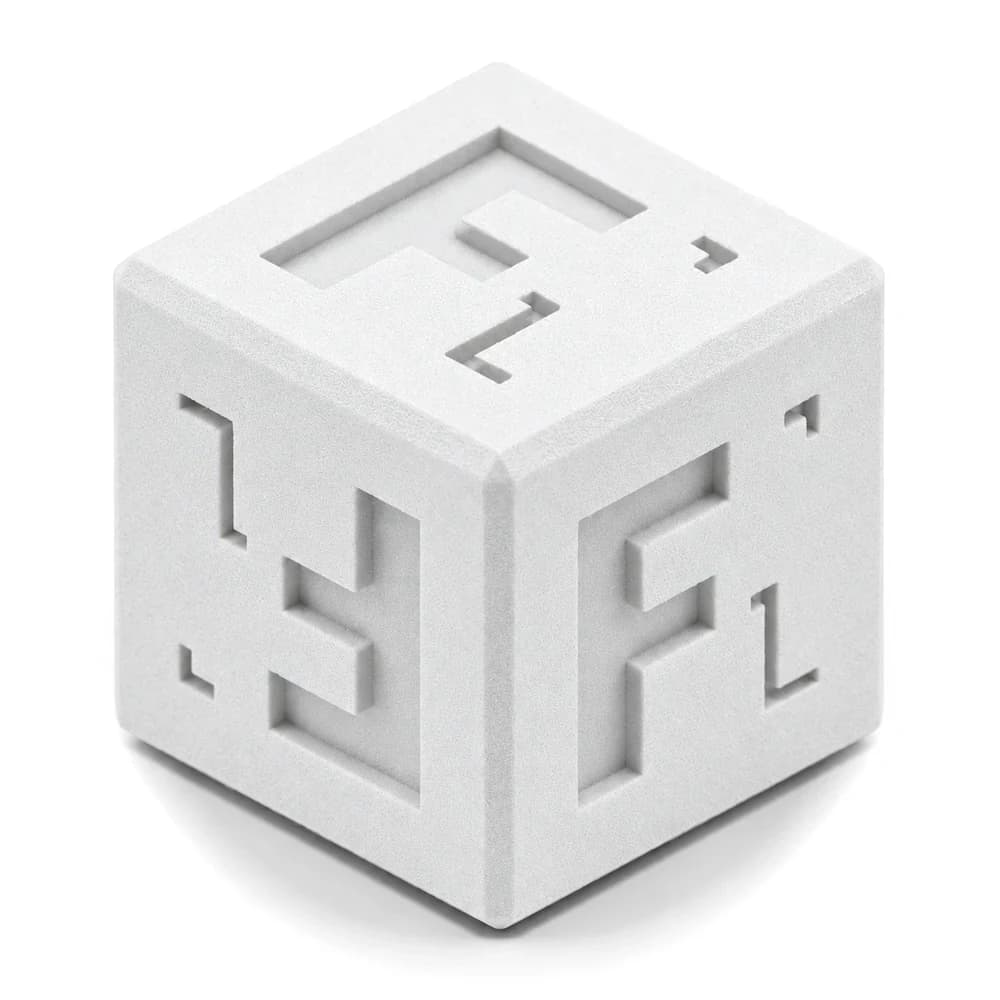 Forge Labs sample cube in natural white SLS Glass Filled Nylon PA12