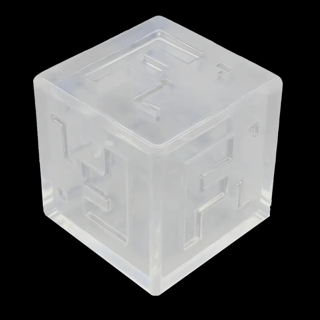 Accura ClearVue cube sample showing material finish and quality