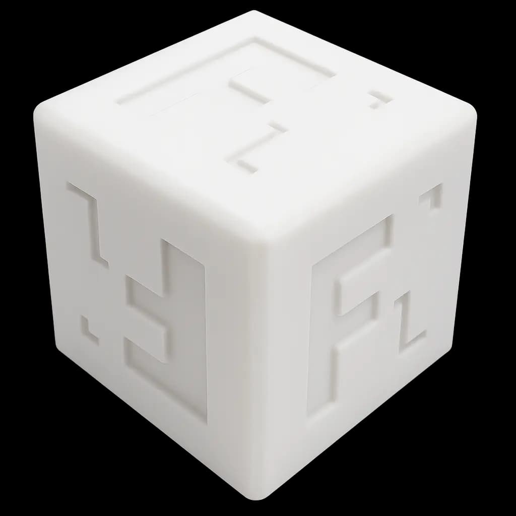 Accura Xtreme White 200 cube sample showing material finish and quality