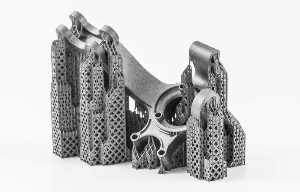 Titanium Ti-6Al-4V Complex titanium aerospace component with integrated support structures