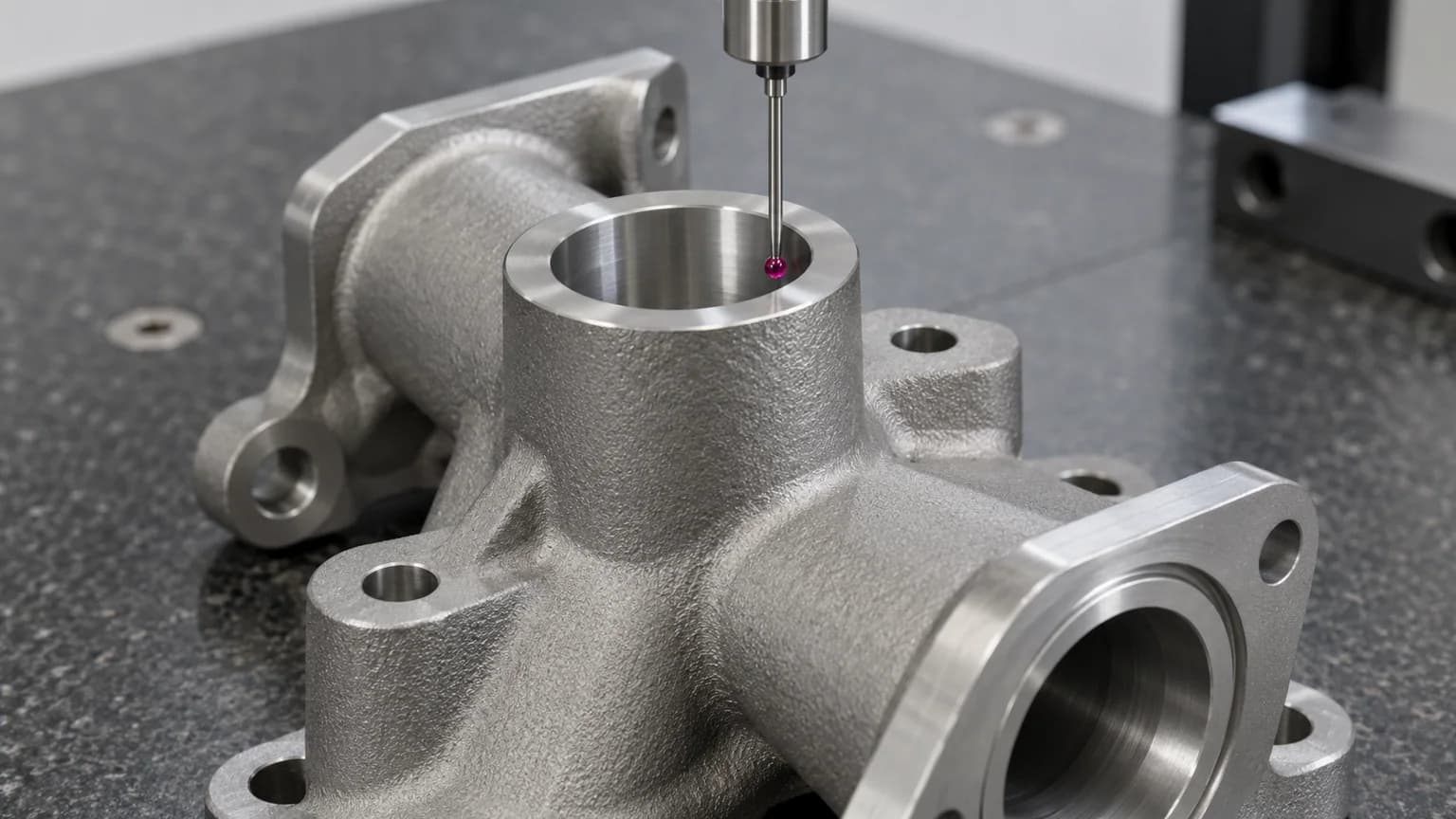 Dimensional inspection of a machined port on an anonymous stainless steel test fixture