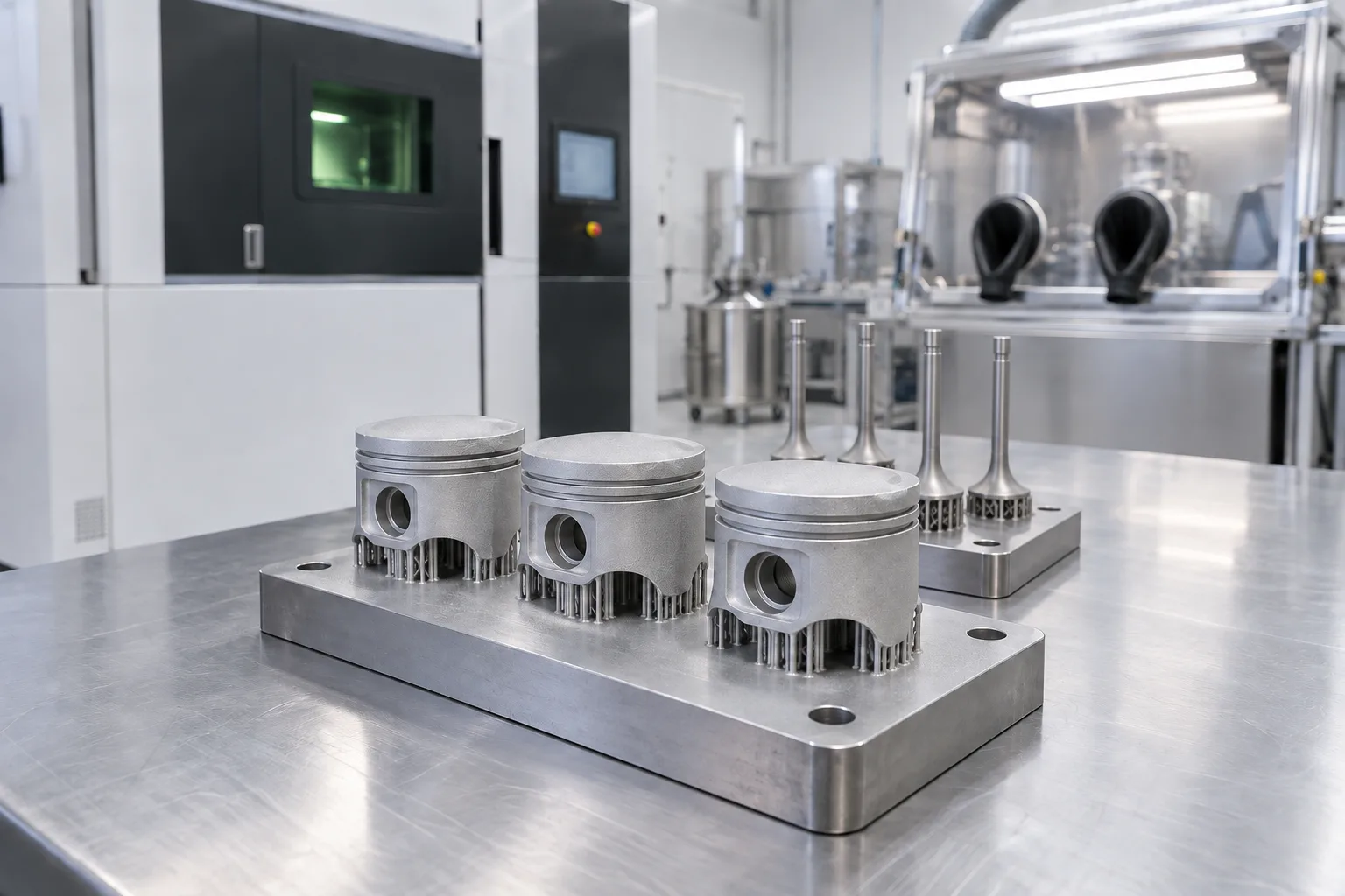 Engine Pistons and Valve Parts in DMLS: Print, Then Machine