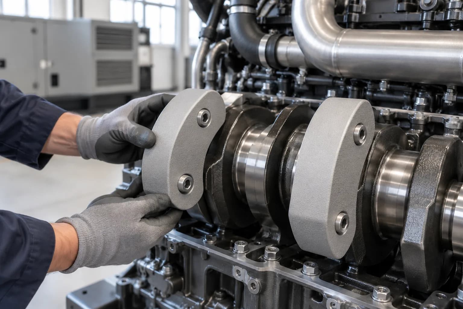 DMLS 316L counterweights on a generator engine