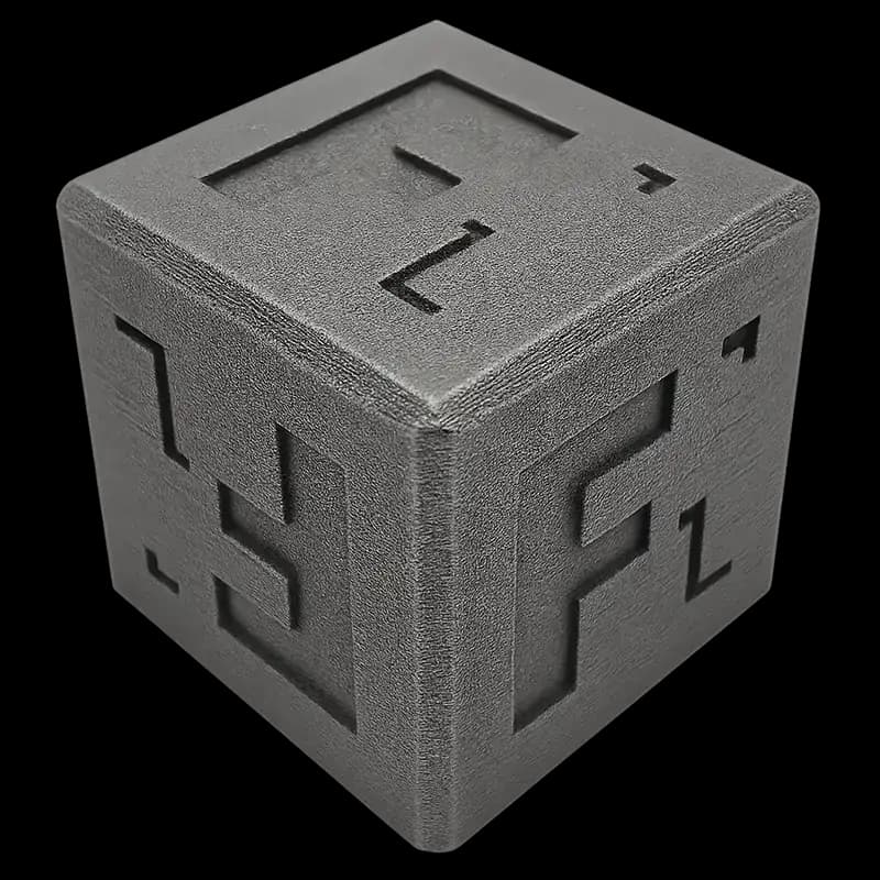 Forge Labs logo cube in DMLS 316L stainless steel