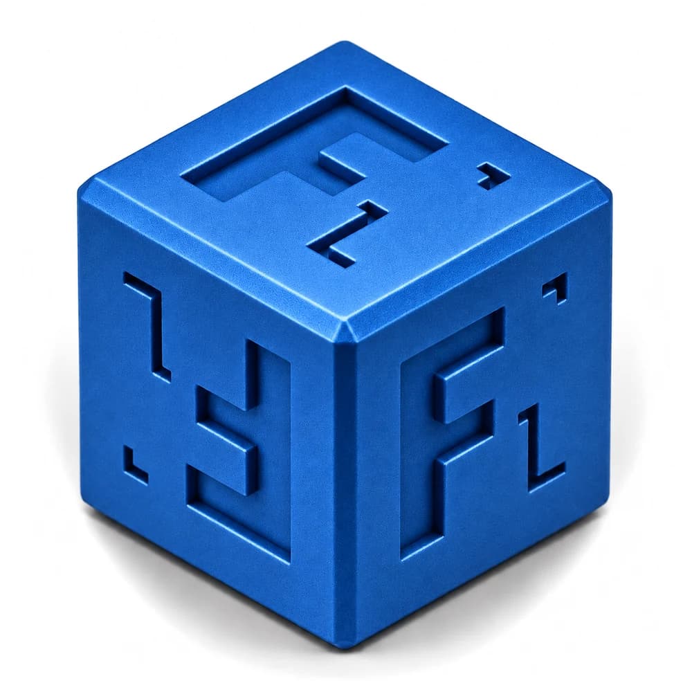 Sample cube in blue anodized DMLS Aluminum 6061