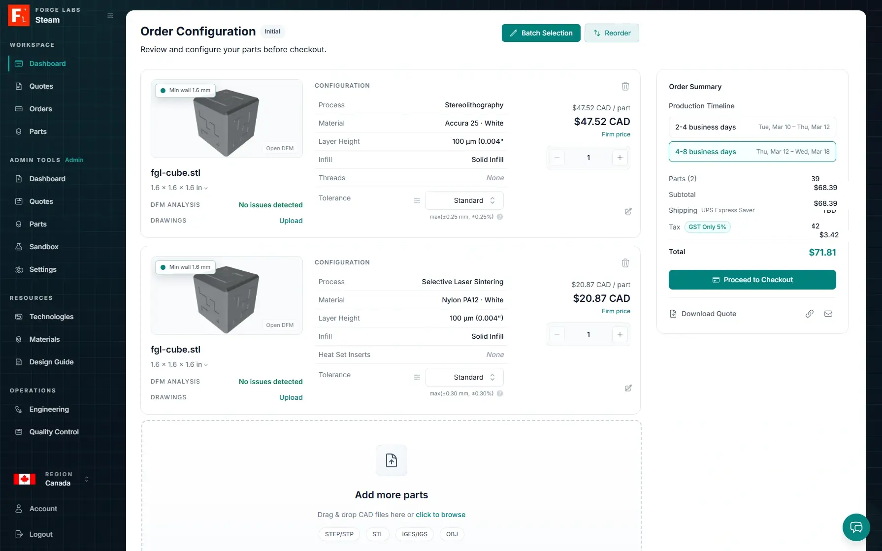 Forge Labs Steam desktop workspace shown in a browser mockup