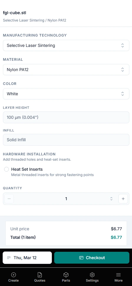 Forge Labs Steam order configuration workflow shown inside a phone mockup