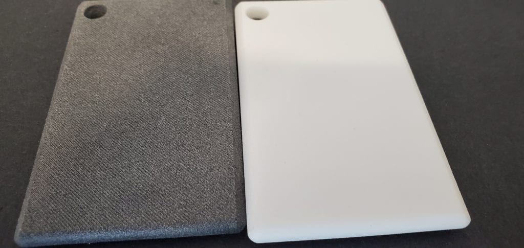 Side-by-side comparison of MJF and SLS surface finish quality