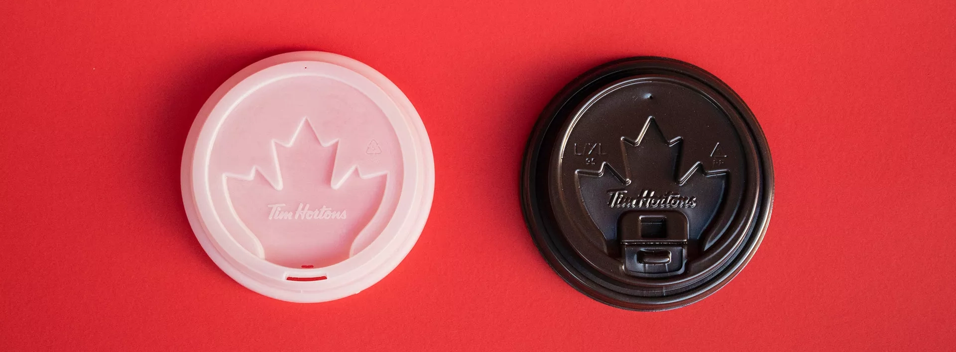 Tim Hortons coffee lid prototypes showing various design iterations